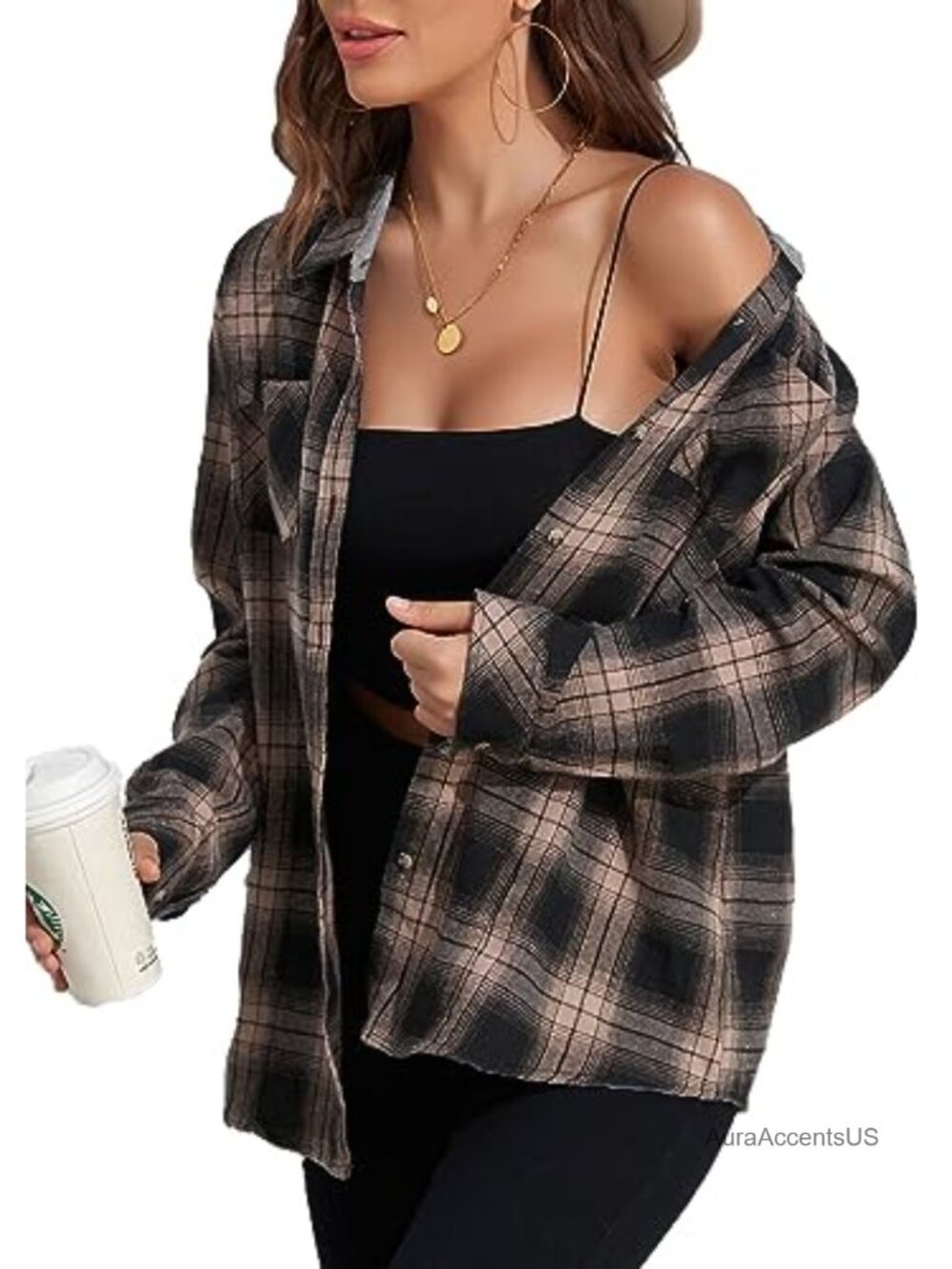 Women's Plaid Flannel Button Down Long Sleeve Shirt
